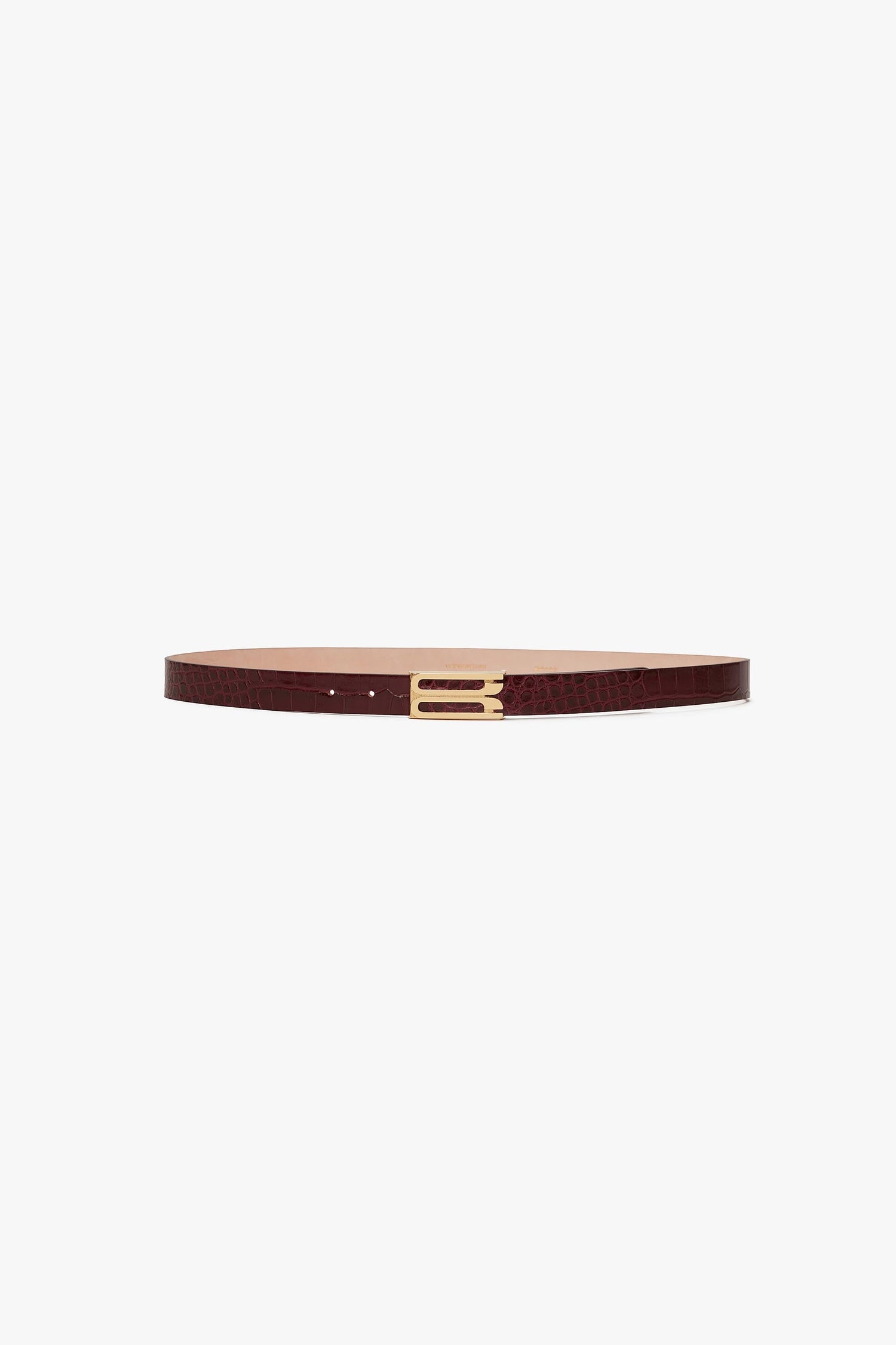 Dorian Belt In Dark Brown Croc Embossed Leather