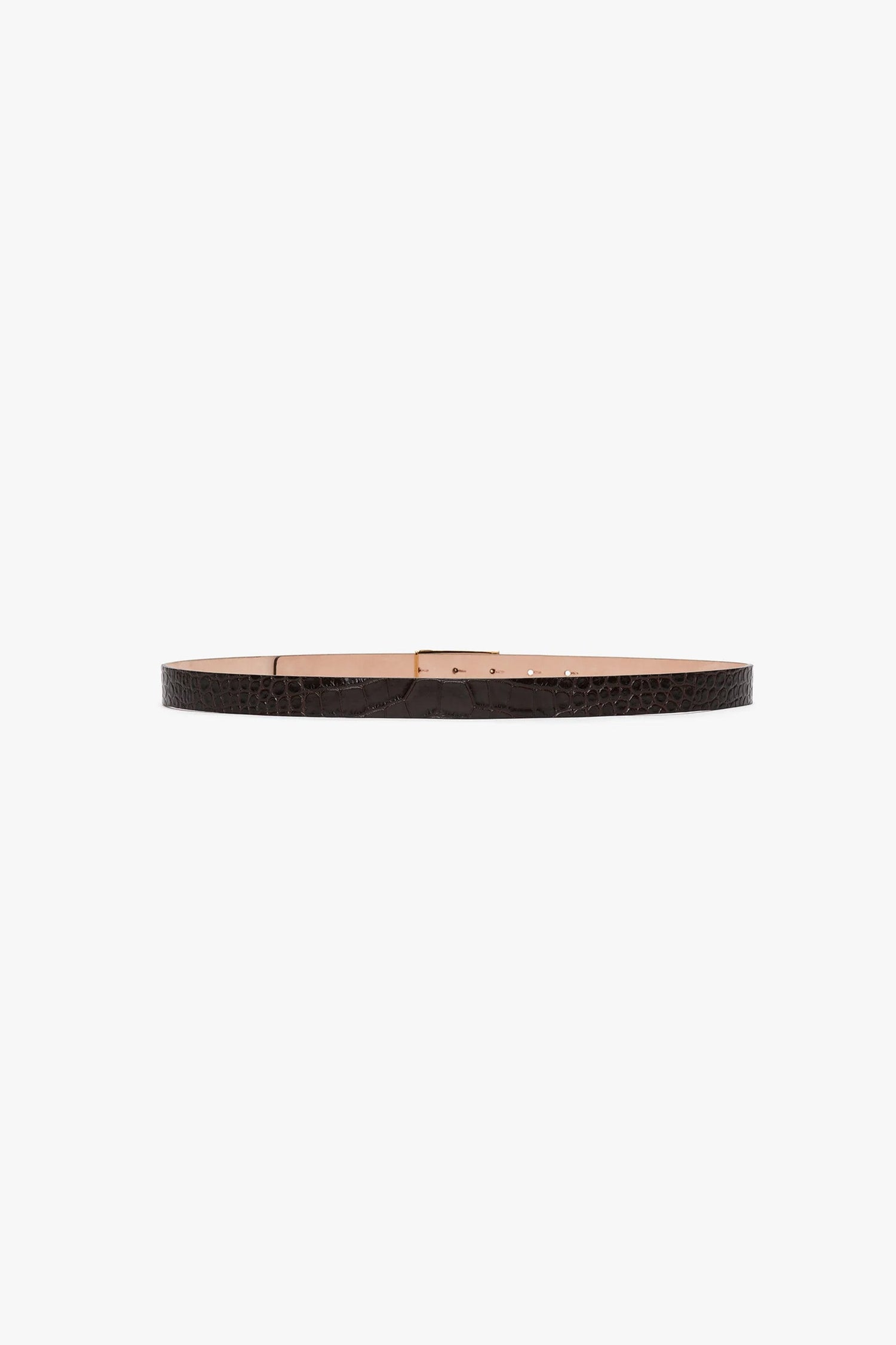 Dorian Belt In Espresso Croc Embossed Calf Leather
