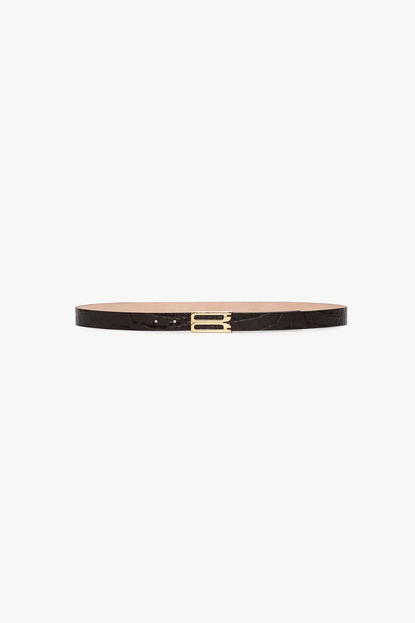 Dorian Belt In Espresso Croc Embossed Calf Leather