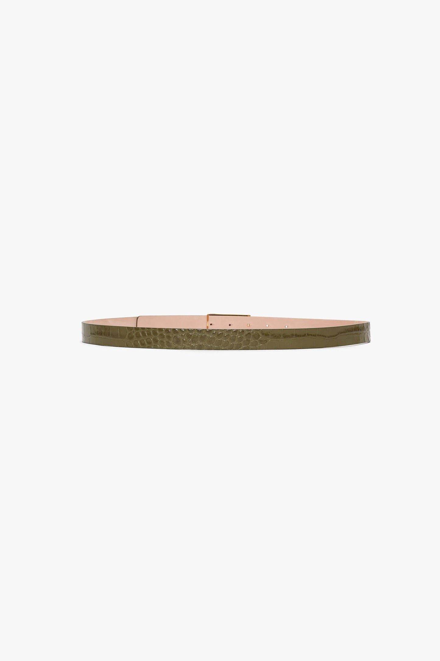 Dorian Belt In Khaki Croc Embossed Calf Leather