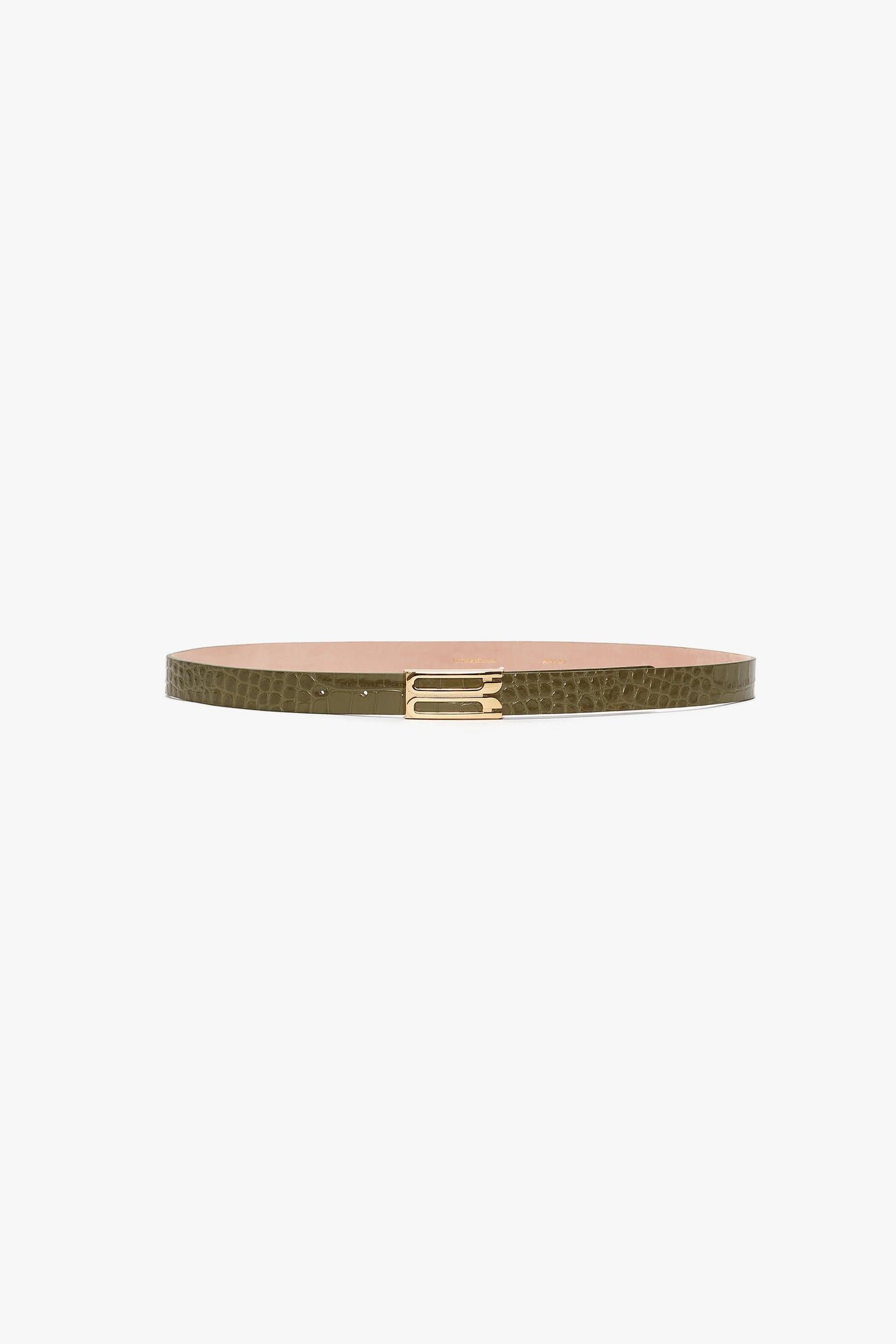 Dorian Belt In Khaki Croc Embossed Calf Leather