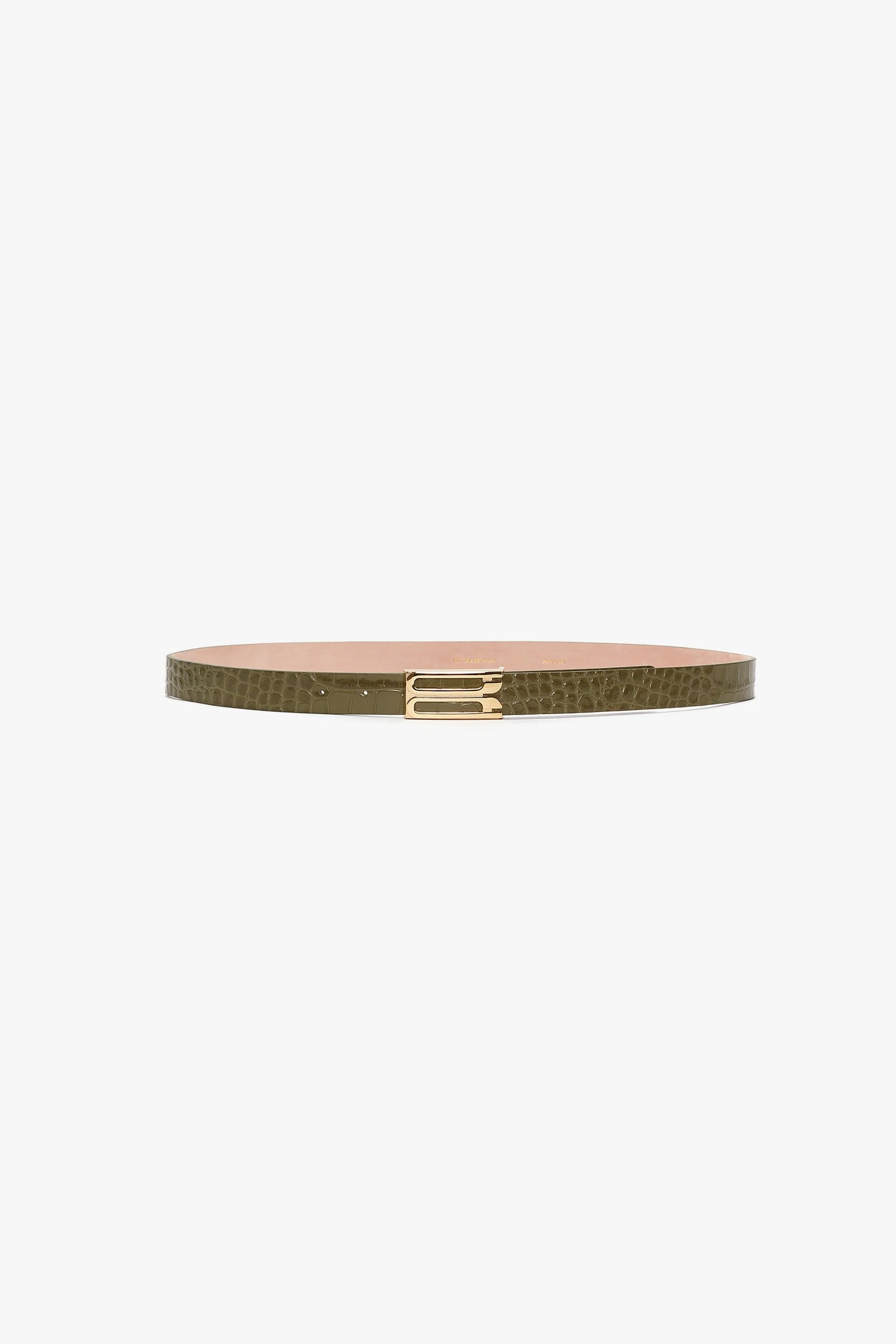 Dorian Belt In Khaki Croc Embossed Calf Leather