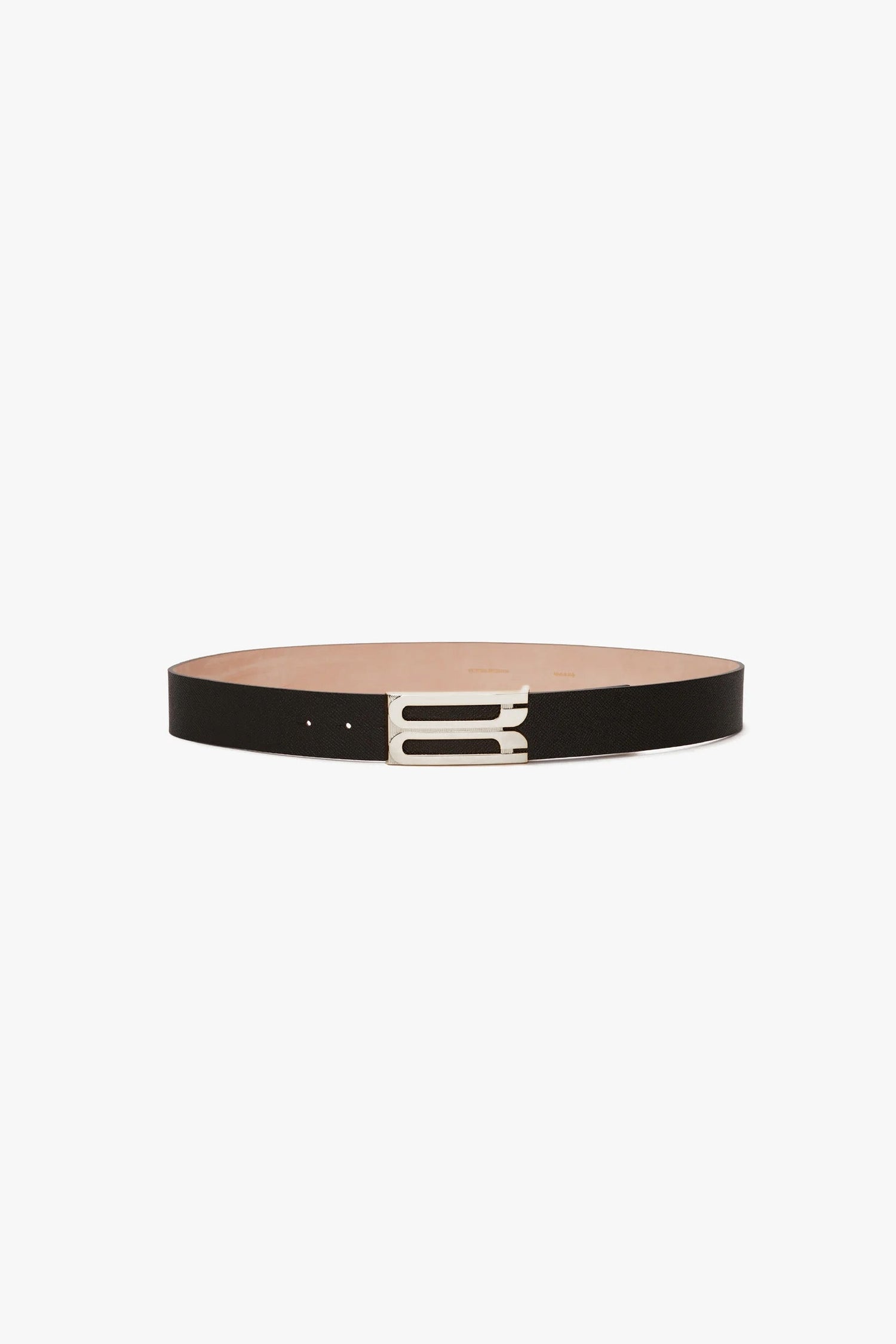 Silver Buckle Jumbo Dorian Belt In Black Grained Leather