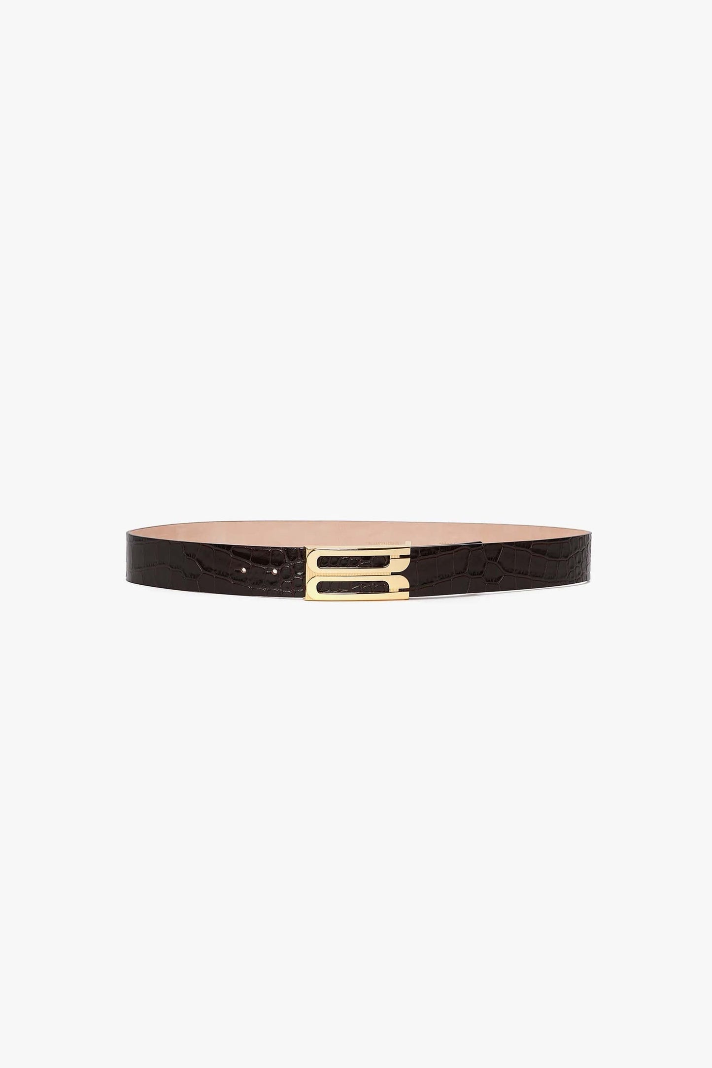 Jumbo Dorian Belt In Espresso Croc Embossed Calf Leather