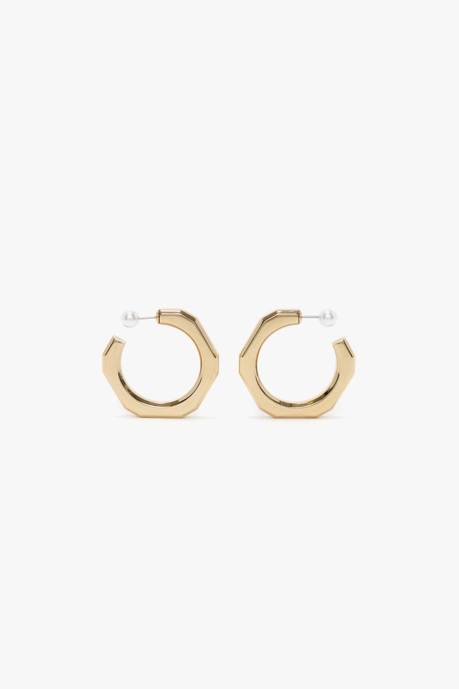 Hexagonal Hoop Earrings In Light Gold