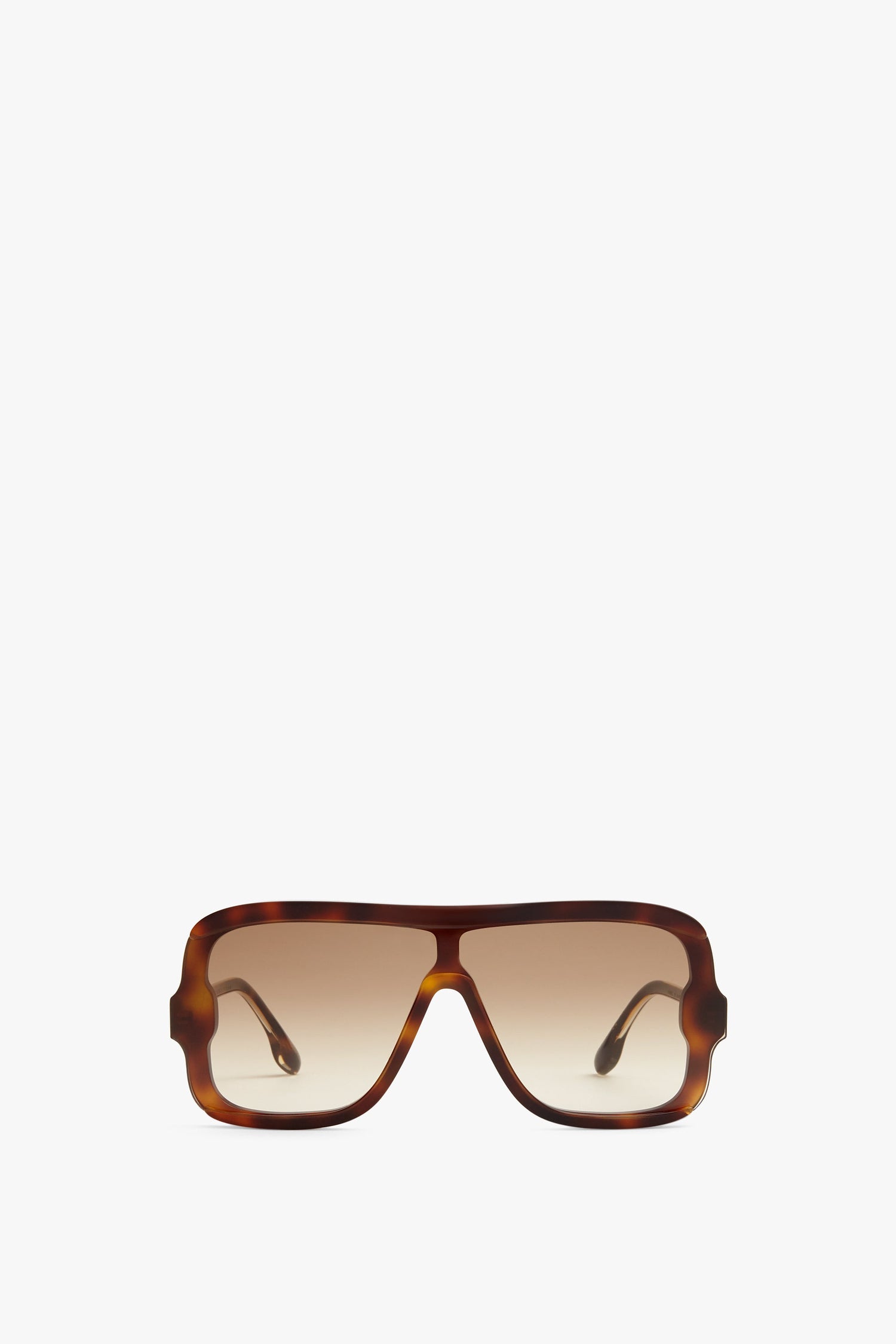 A pair of Victoria Beckham Layered Mask Sunglasses In Tortoise-Brown, viewed from the front.