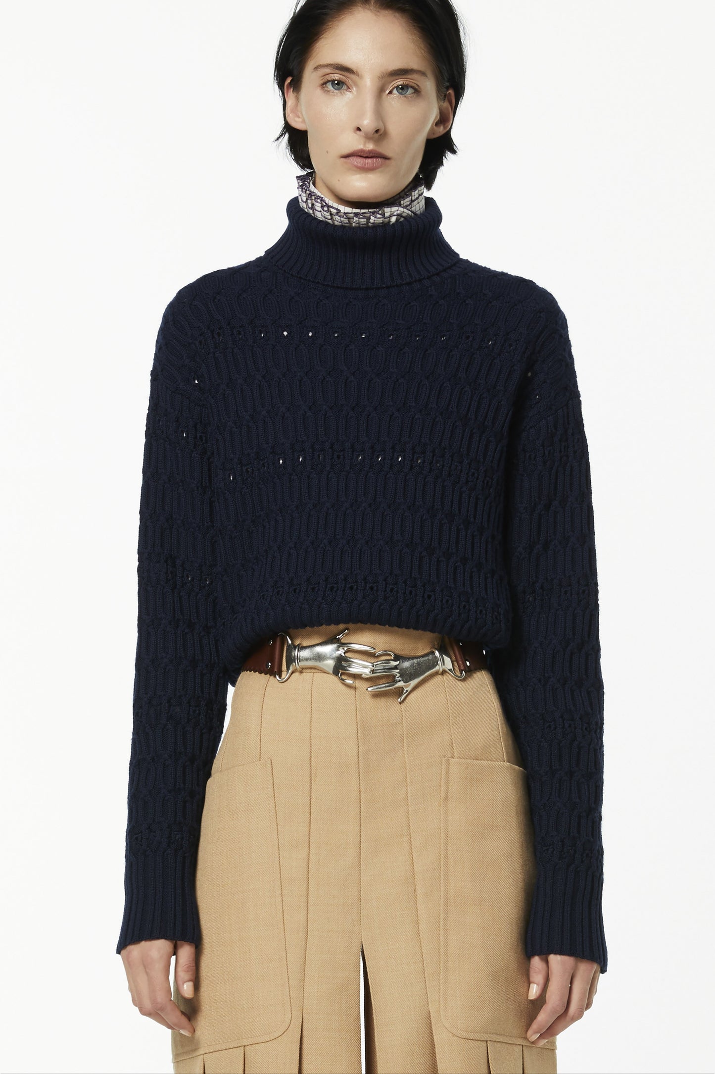 Polo Neck Jumper In Navy