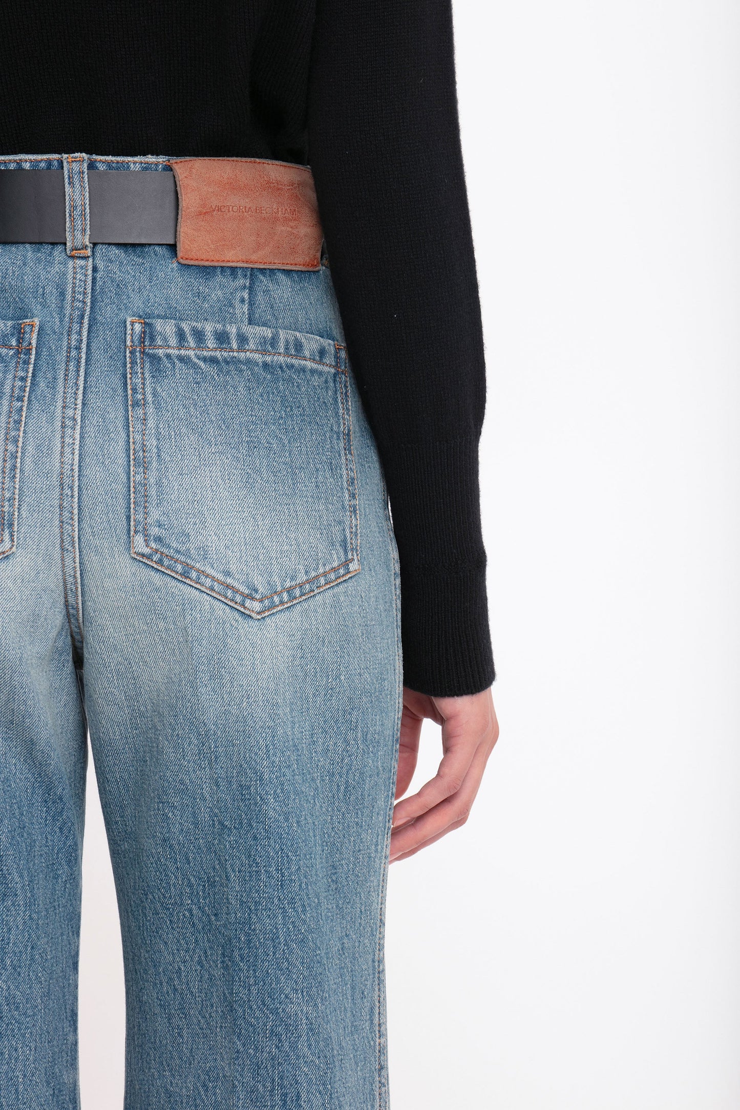 Alina High Waisted Long Jean In Worn Blue Wash