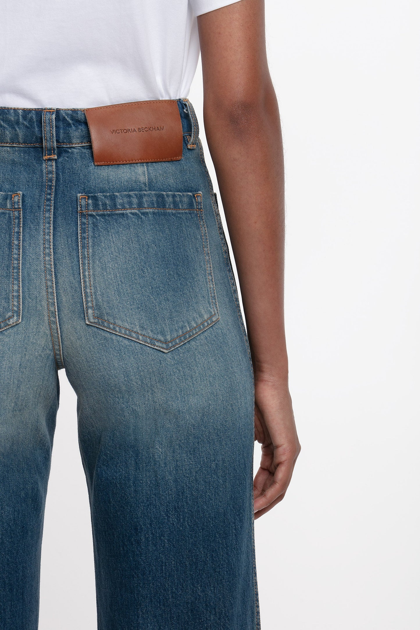 Alina High Waisted Long Stretch Jean In Mid Blue