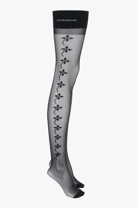 Flower Detail Hold-Ups In Black