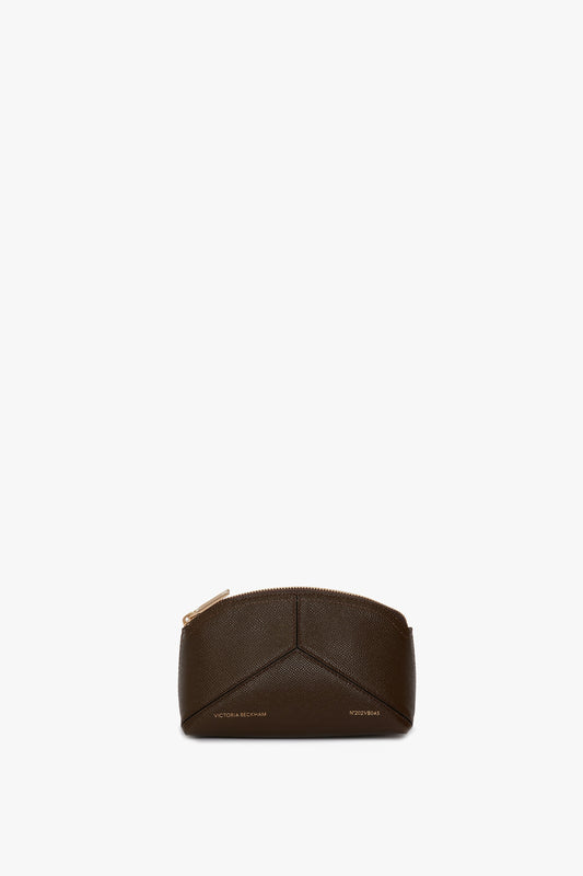 Victoria Mini Travel Pouch In Khaki Grained Leather