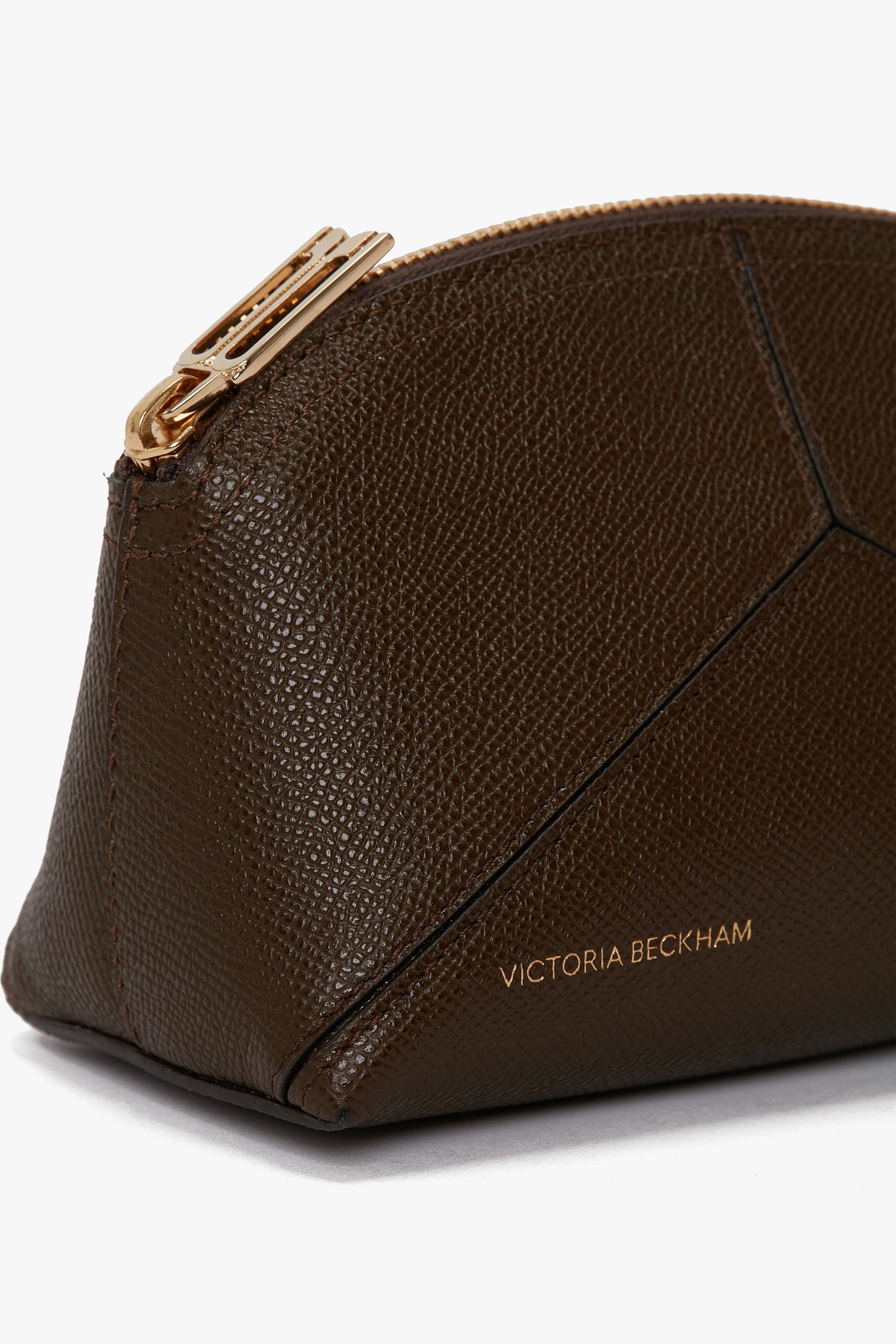 Victoria Mini Travel Pouch In Khaki Grained Leather