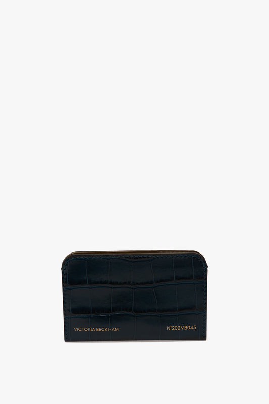 Envelope Card Holder In Midnight Blue Croc Embossed Leather