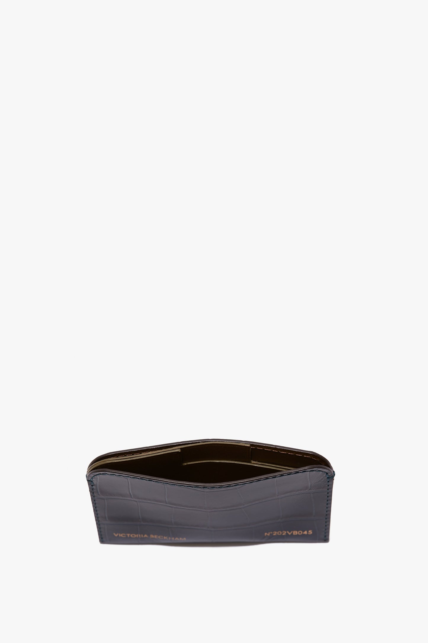 Envelope Card Holder In Midnight Blue Croc Embossed Leather