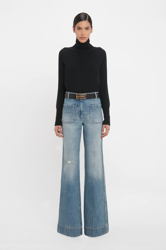 Alina High Waisted Jean In Worn Blue Wash