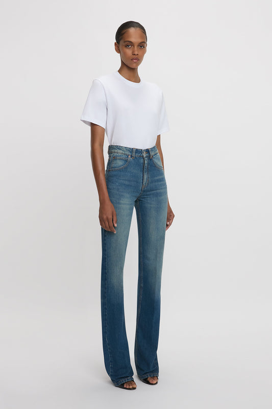 Julia Stretch High Waisted Jean In Mid Blue