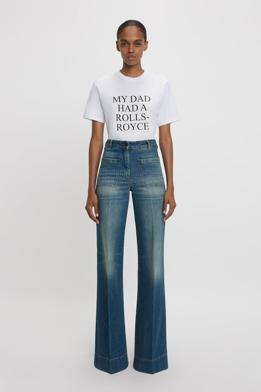 'My Dad Had A Rolls-Royce' Slogan T-Shirt In White