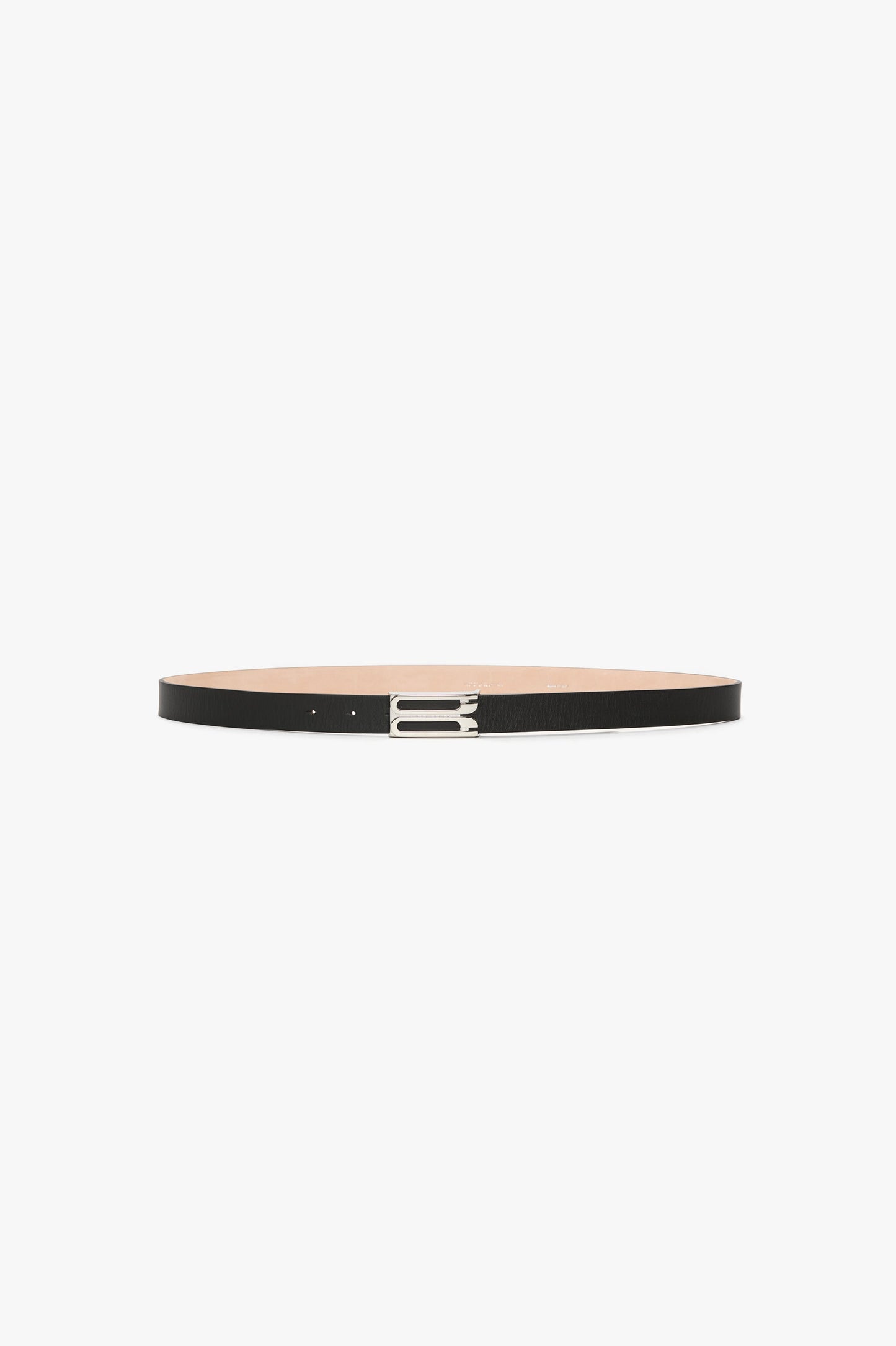 Silver Buckle Dorian Belt In Black Grained Leather