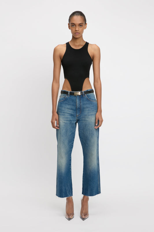 High Leg Bodysuit In Black