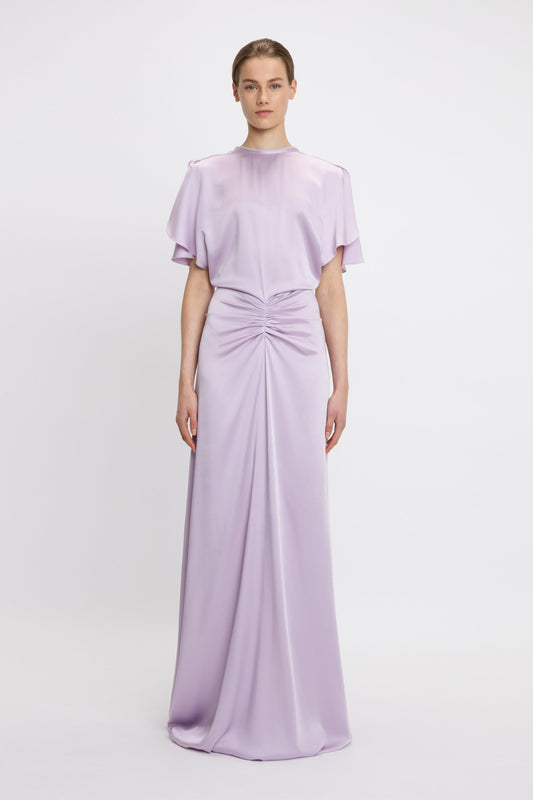 Gathered Waist Floor-Length Dress In Petunia