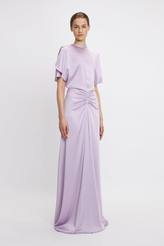 Gathered Waist Floor-Length Dress In Petunia