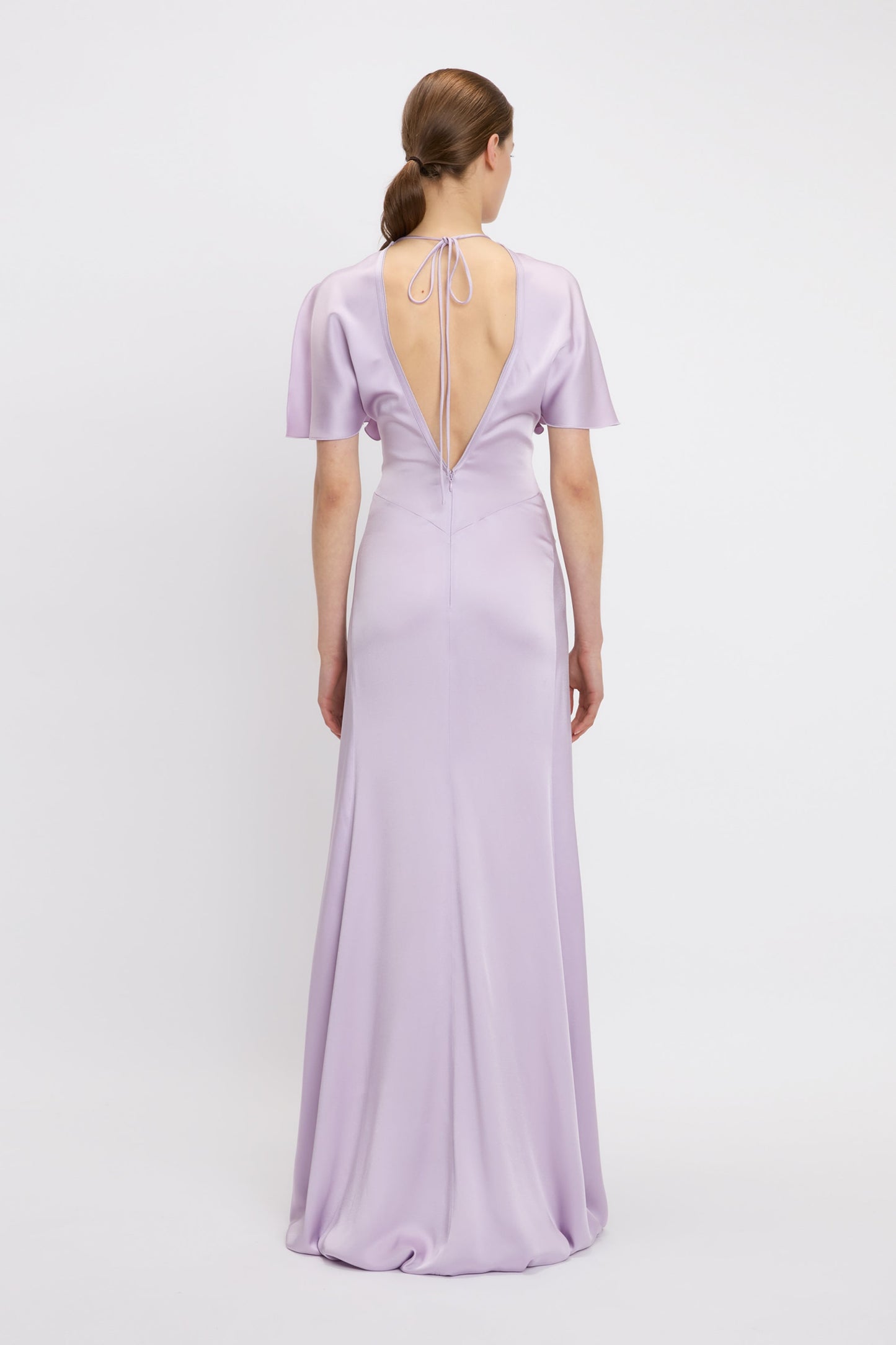 Gathered Waist Floor-Length Dress In Petunia