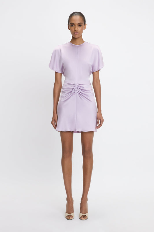Gathered Waist Mini Dress In Petunia