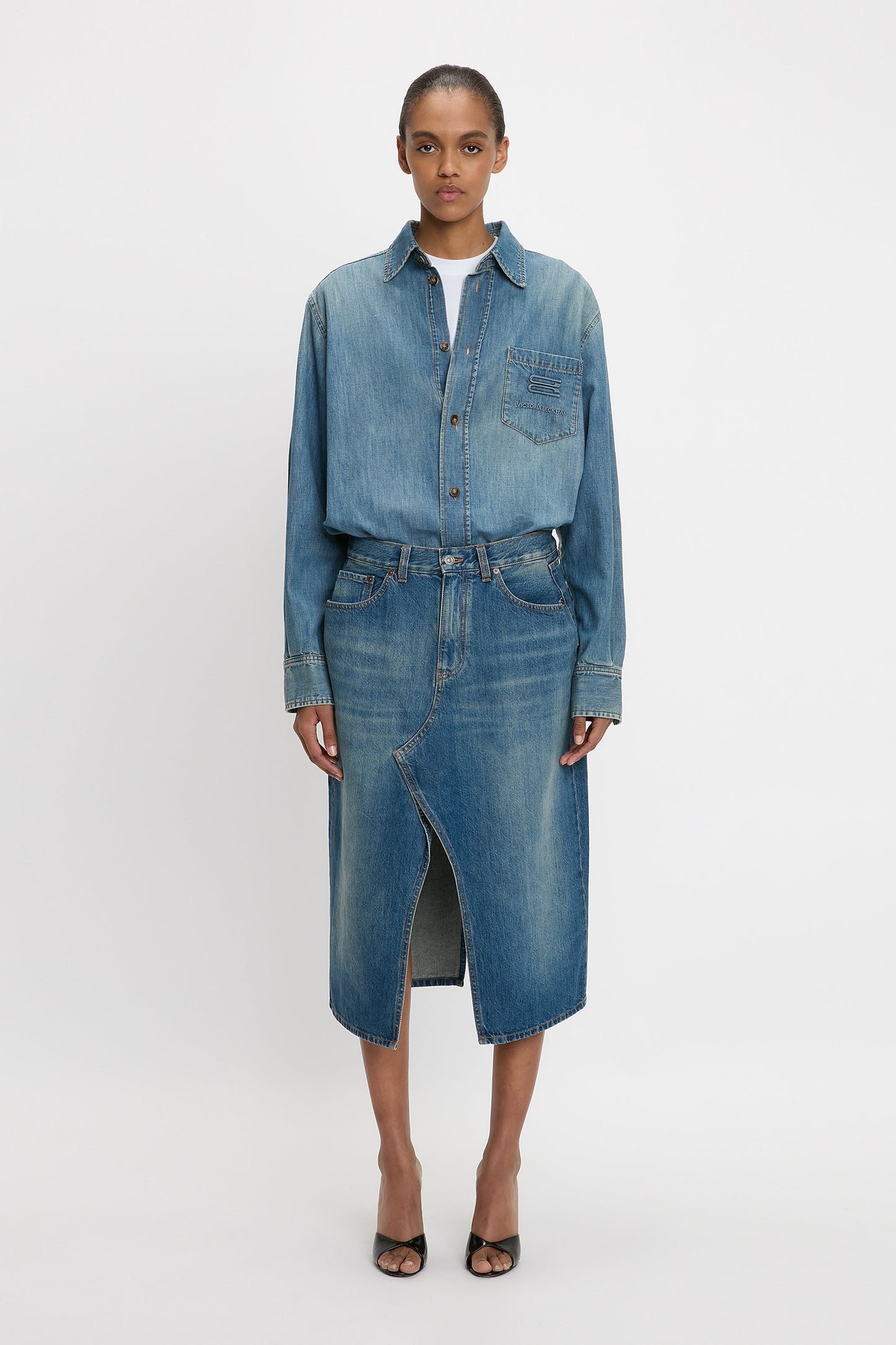 Men's Shirt In Mid Blue