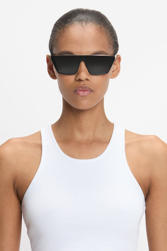 Flat Top Visor Sunglasses In Black