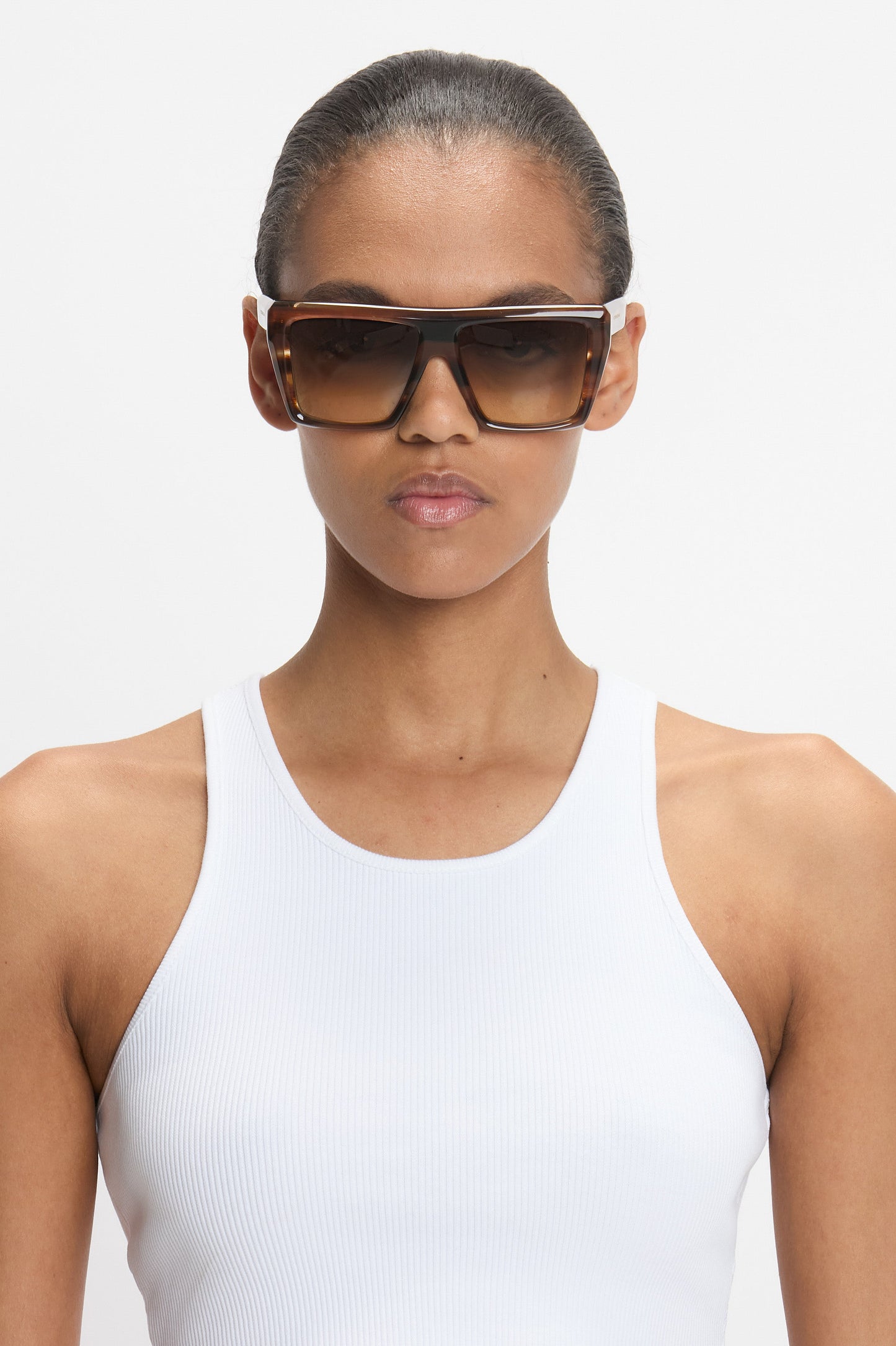 Oversized Acetate Frame Sunglasses In Light Brown Horn