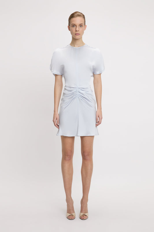 Gathered Waist Mini Dress In Ice