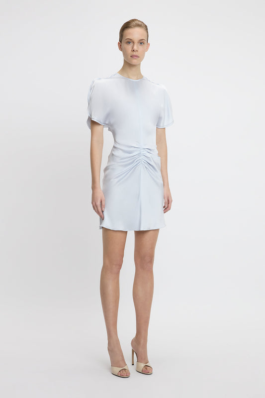 Gathered Waist Mini Dress In Ice