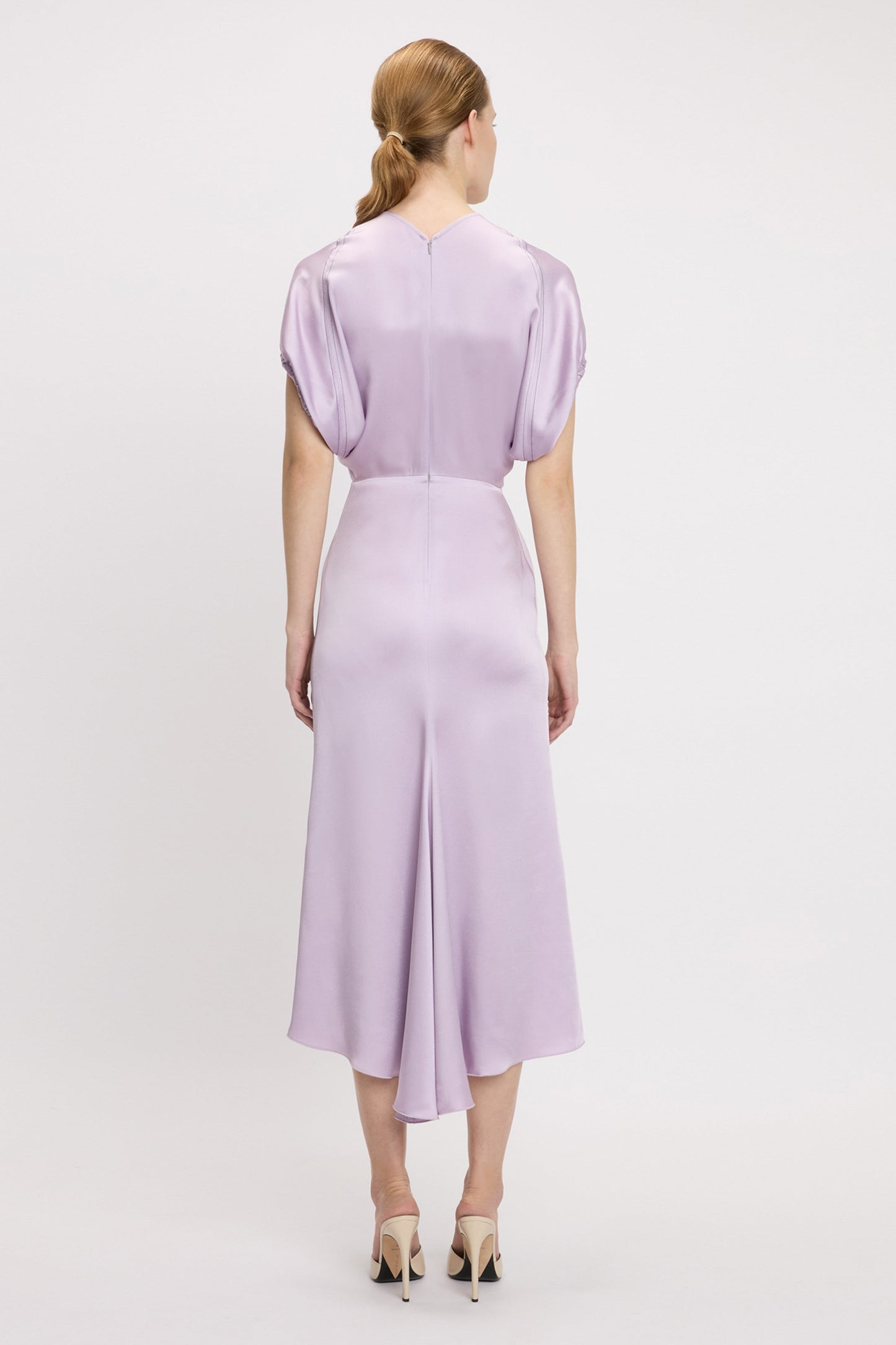 Blouson Detail Midi Dress In Petunia