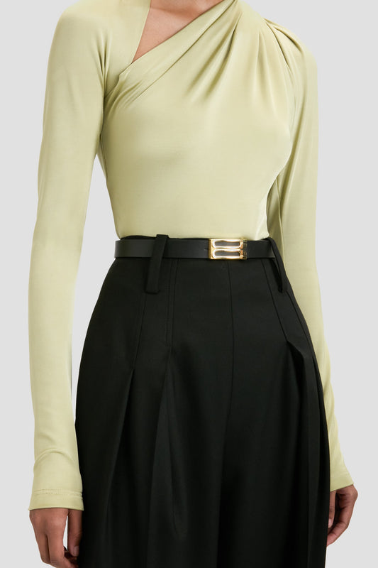 Slash Neck Jersey Top In Pistachio