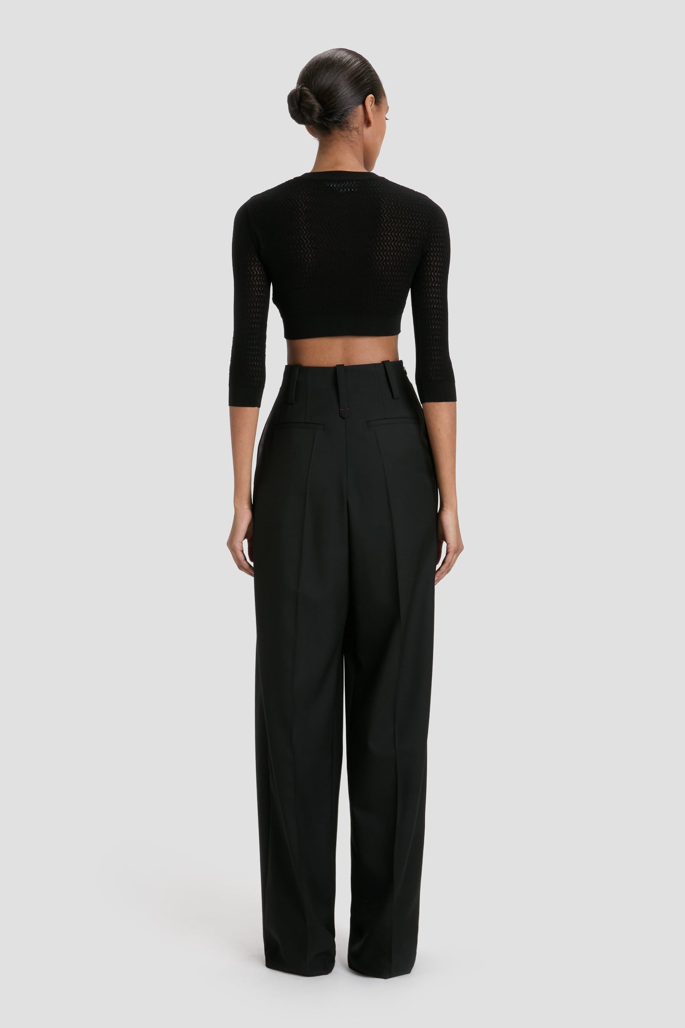 Cropped Sleeve Cardigan In Black