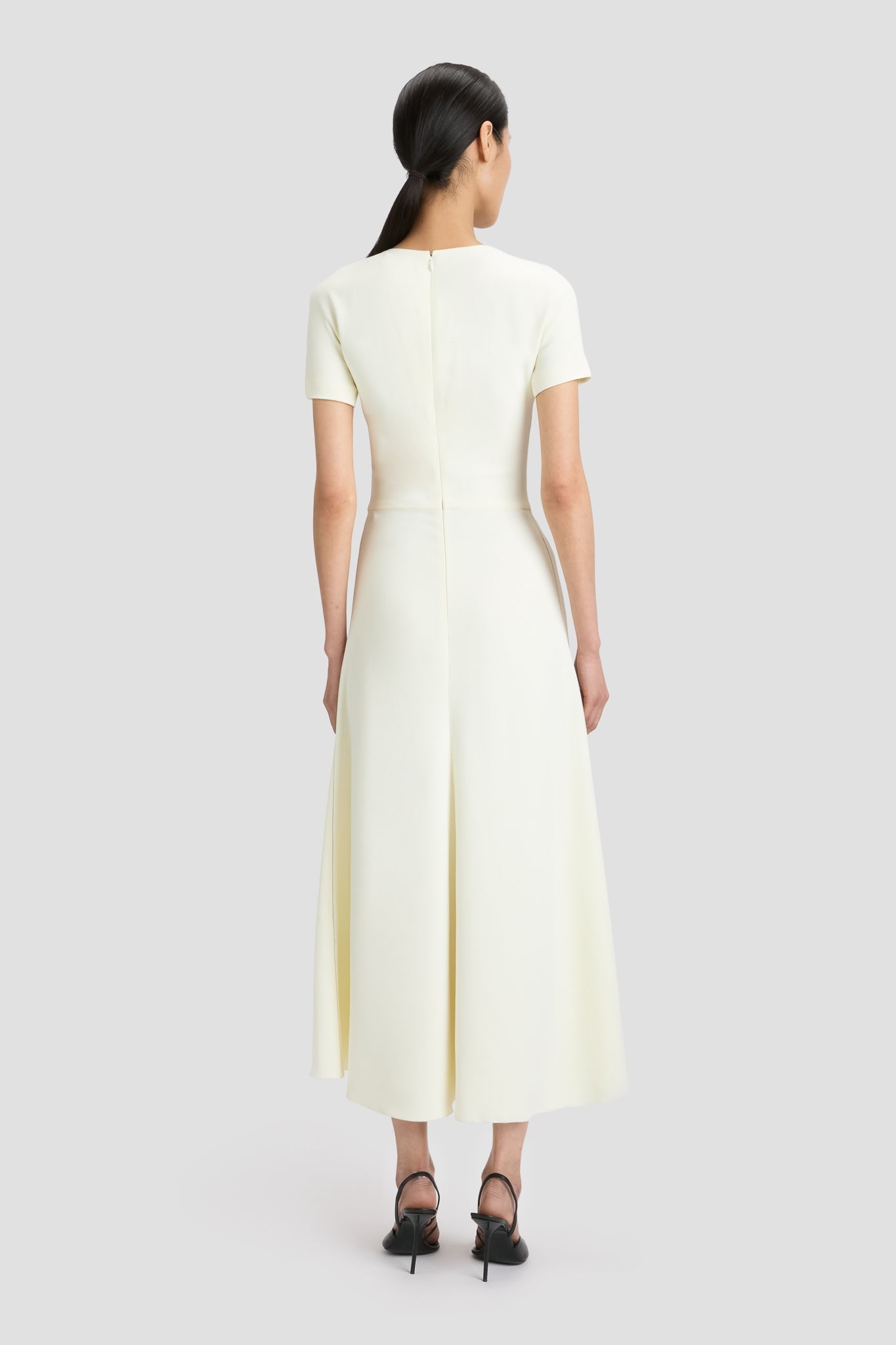 Gathered Detail T-Shirt Midi Dress In Ivory