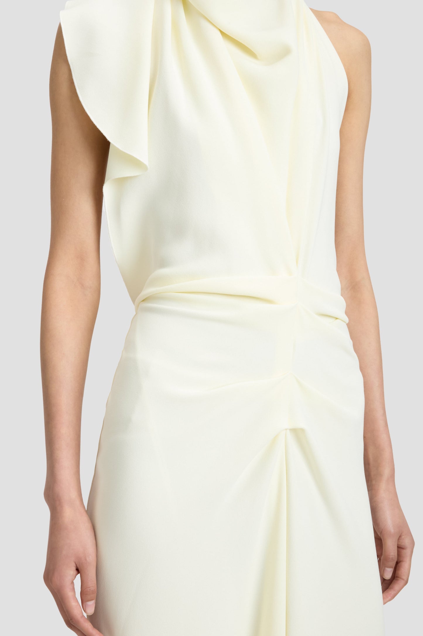 Backless Scarf Detail Midi Dress In Vanilla