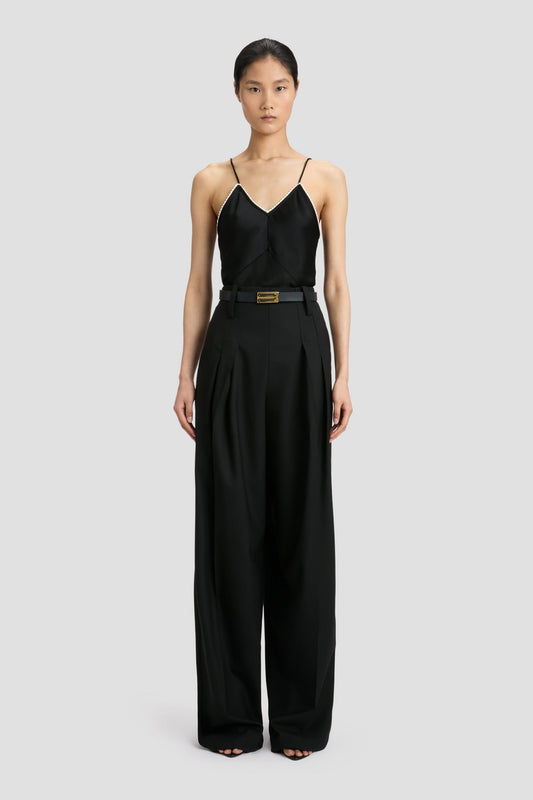 Lace Detail Cami Top In Black