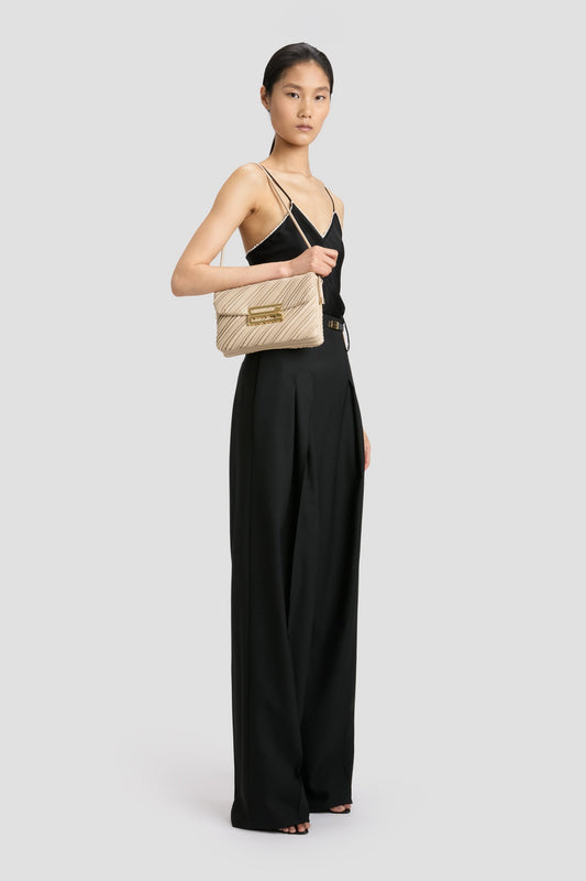 Soft Dorian Bag In Sand Pleated Leather