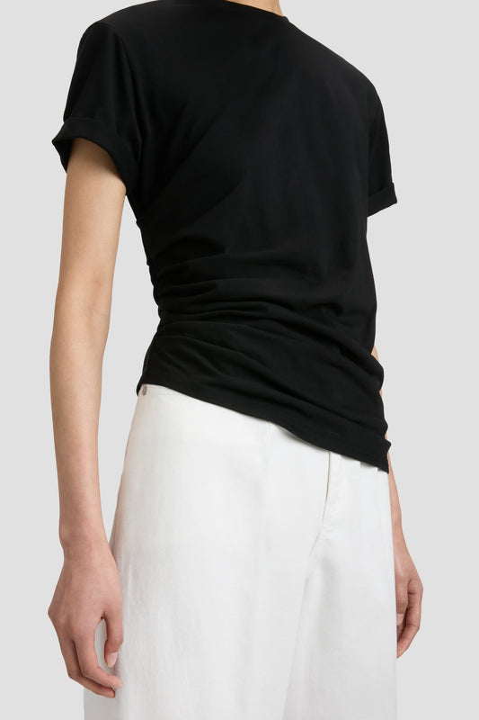 Gathered Detail T-Shirt In Black
