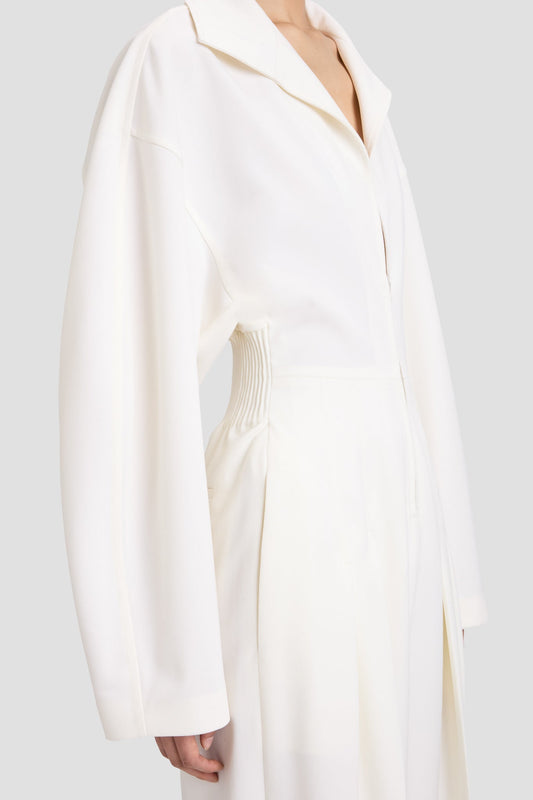 Tab Detail Jumpsuit In Ivory