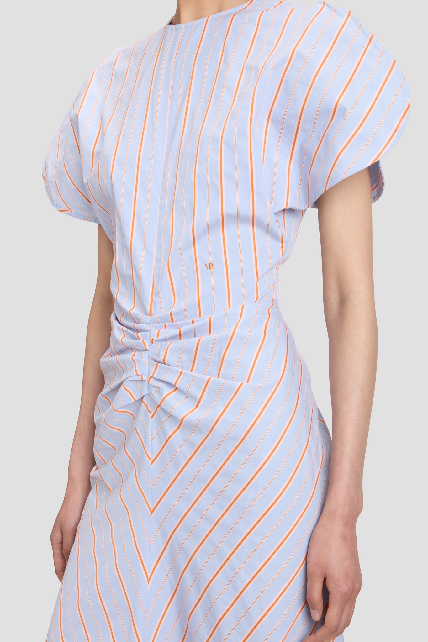 Gathered Waist Midi Dress In Delphinum-Orange