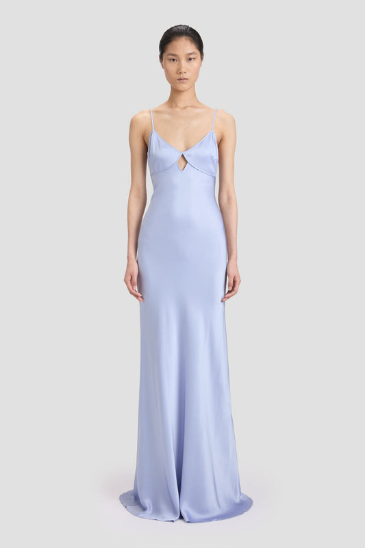 Cut-Out Cami Floor-Length Dress In Delphinium Blue