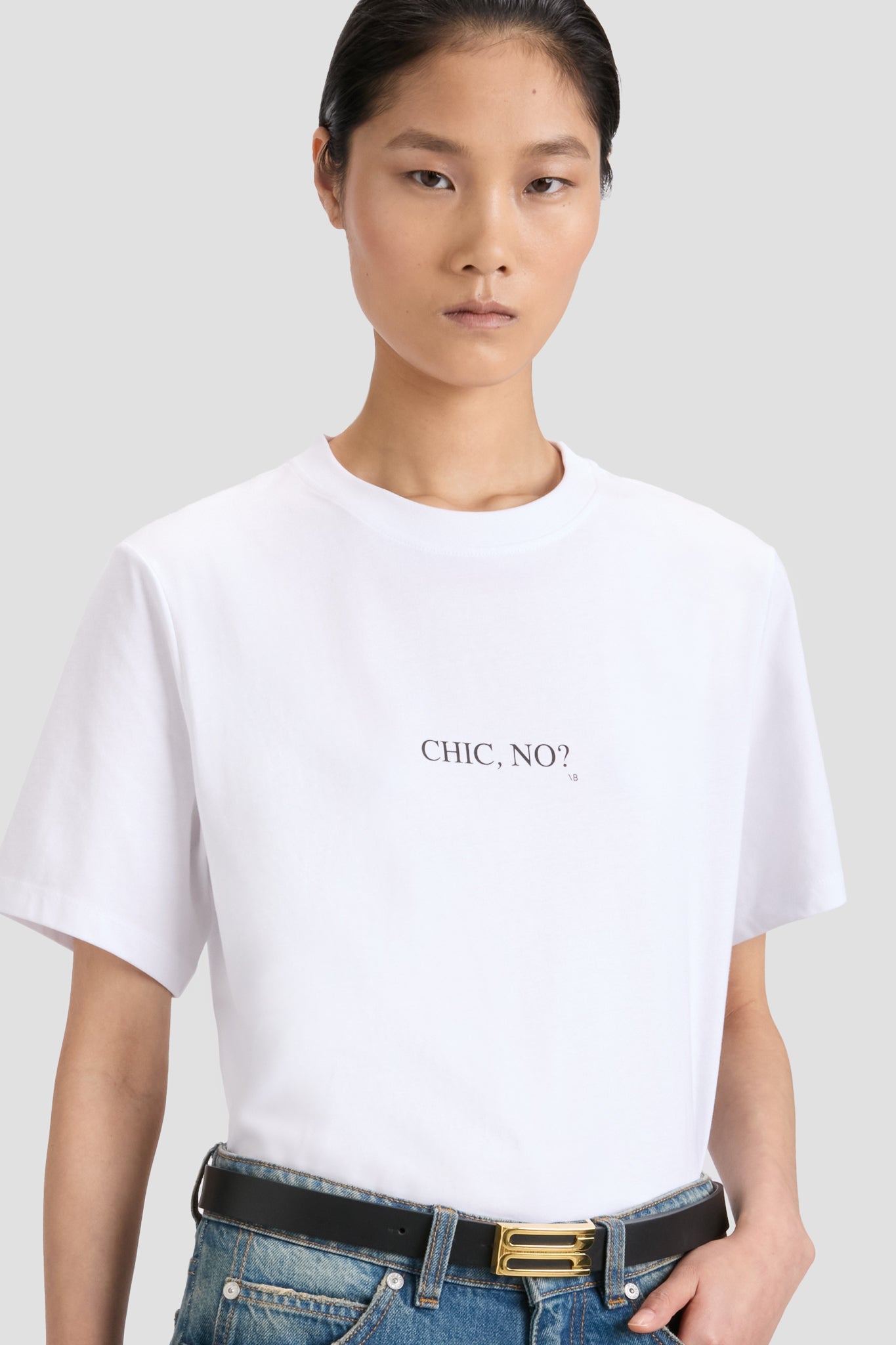 White Chic No? Slogan T-Shirt In White