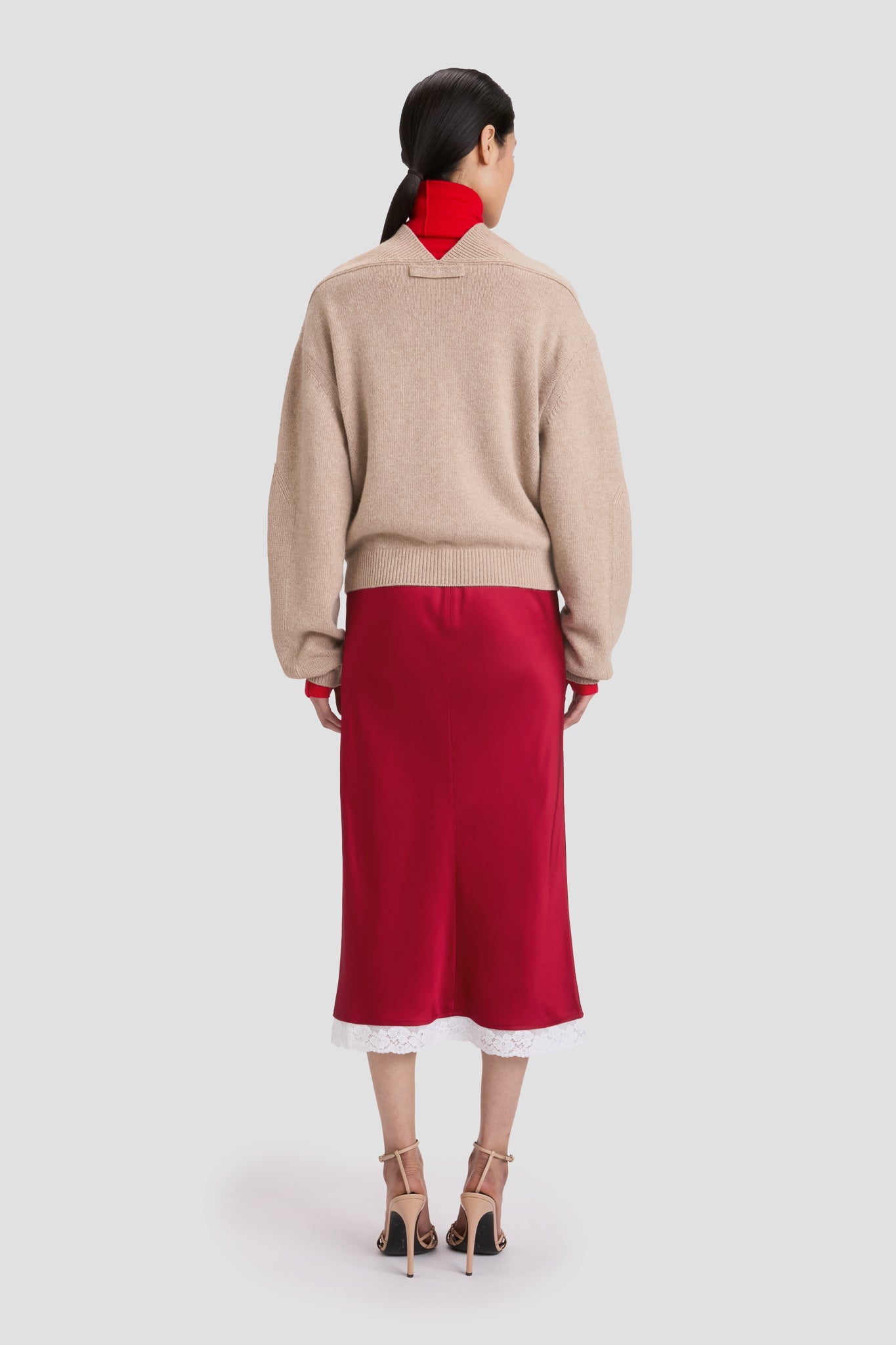 Lace Trim Slip Skirt In Rose