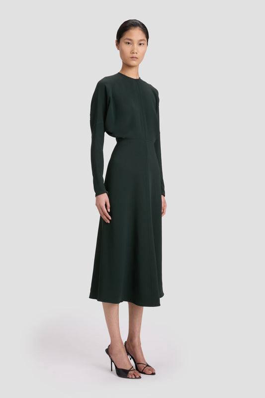 Dolman Midi Dress In Dark Pine