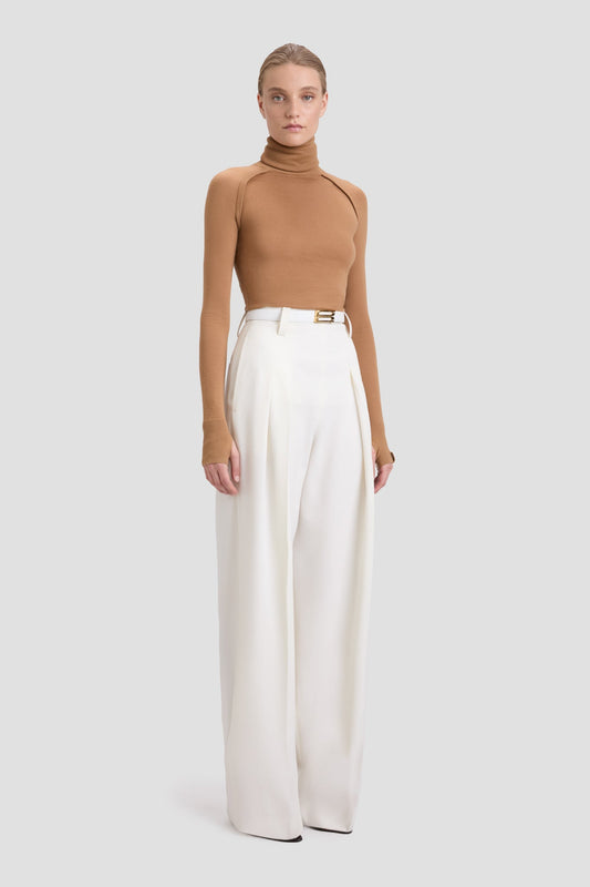 High Waisted Cinched Trouser In Ivory