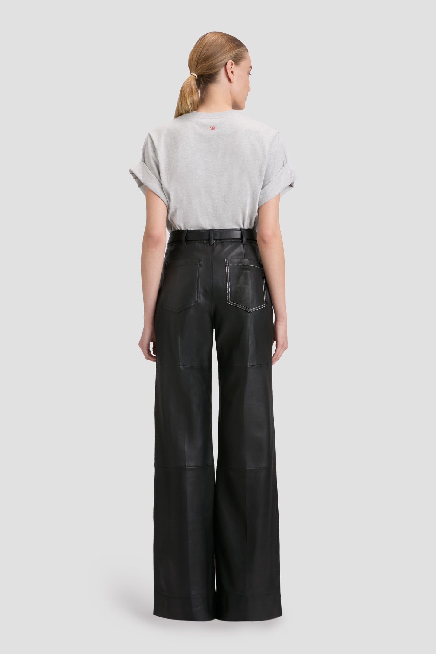 Alina High Waisted Trouser In Soft Black Leather
