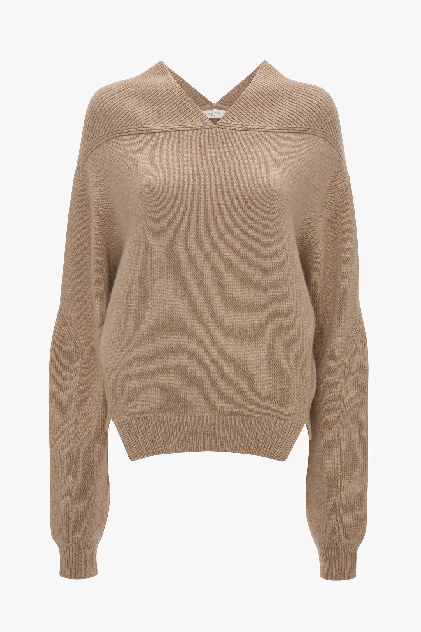 V-Neck Yoke Detail Jumper In Sand