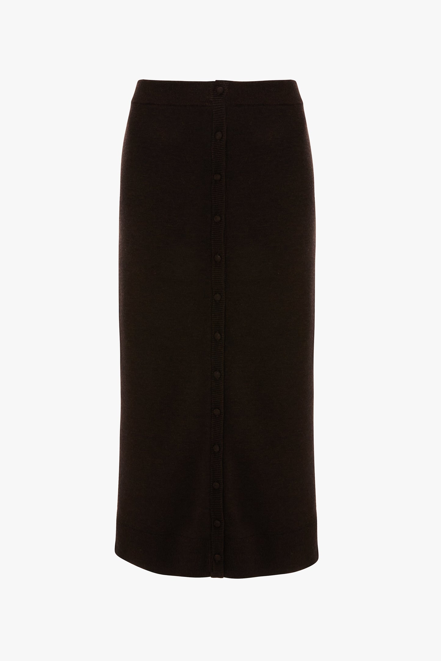 Button Detail Midi Skirt In Dark Chocolate